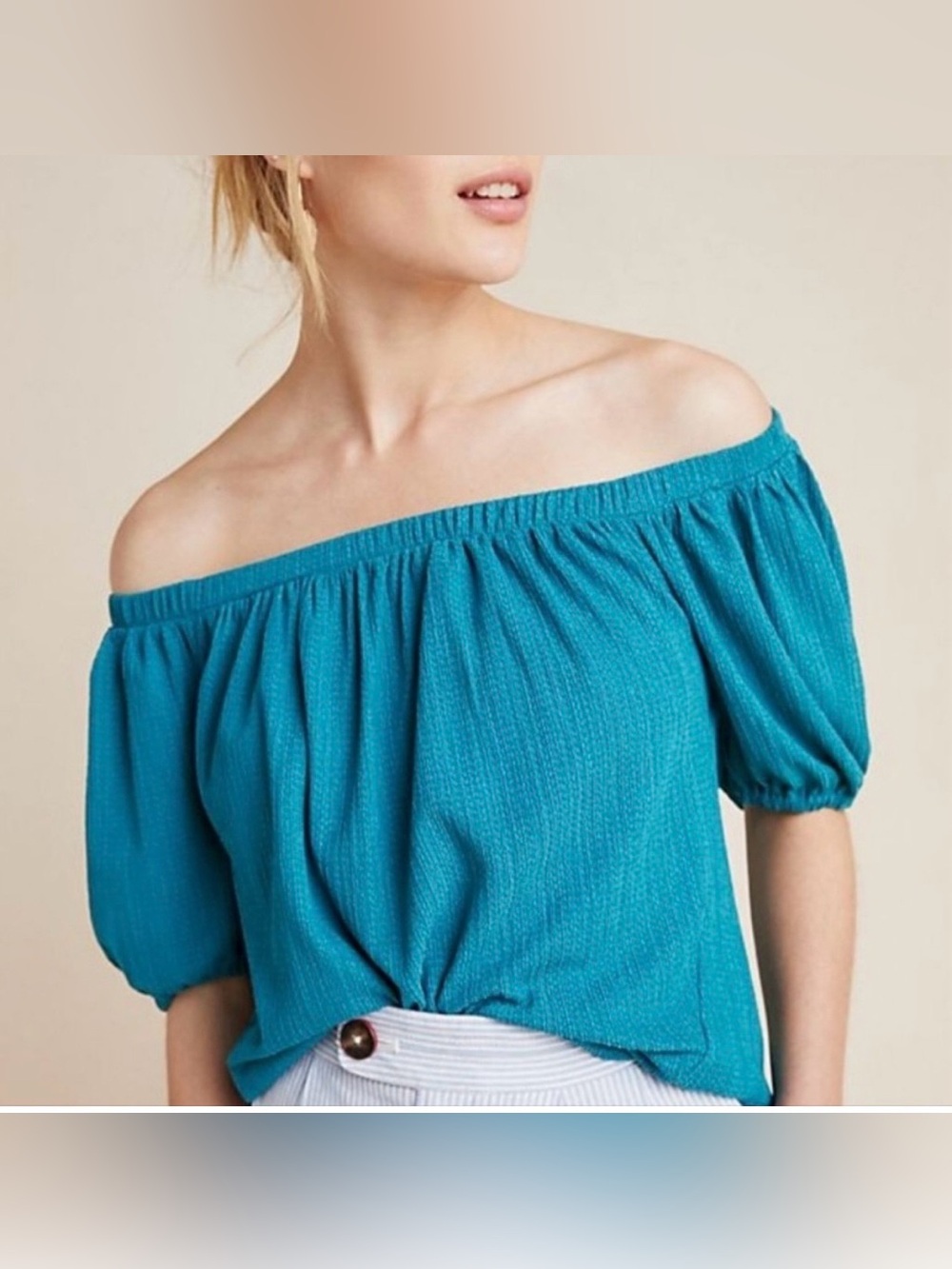 By Anthropologie Elodie peasant top teal size medium